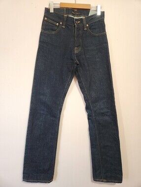Nudie Jeans Average Joe Dry Dirt Organic Raw Dark Wash Straight Leg Button Fly